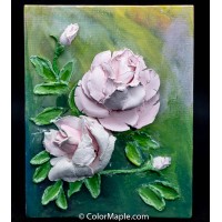 Handmade 3-dimensional plaster painting - Rose Flowers