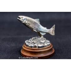 Metal Art Sculpture Trout Fish  with Signed vH.R