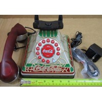 Coca-Cola Stained Glass Telephone NEW In Box Lighted Up Phone Push Up Button
